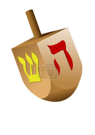 Illustration for Hanukkah dreiidel with menorah and dreidel. jewish holiday. vector illustration - Royalty Free Image