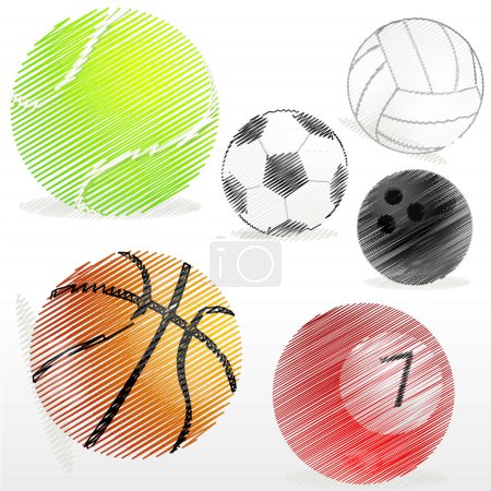 Téléchargez les illustrations : Illustration vectorielle des balles de sport - en licence libre de droit