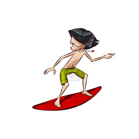 Illustration for Surfer with surfboard cartoon vector - Royalty Free Image