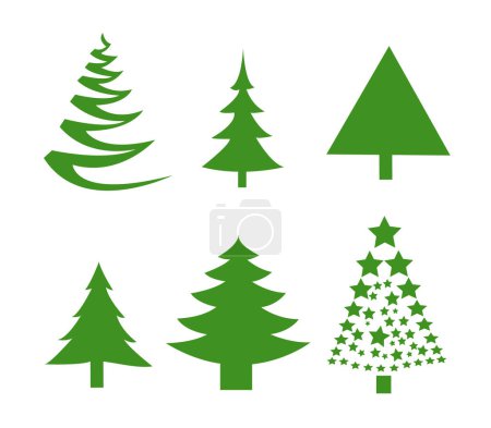 Illustration for Christmas trees icon set vector illustration - Royalty Free Image
