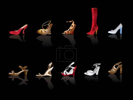 Ilustración de Conjunto de diferentes zapatos vector ilustración - Imagen libre de derechos