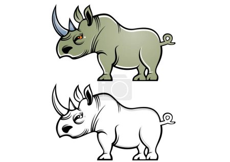 Ilustración de Ilustración del vector conjunto de dibujos animados rinoceronte - Imagen libre de derechos