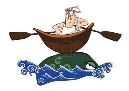 Ilustración de Hombre en barco vector ilustración - Imagen libre de derechos