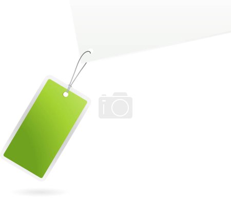 Illustration for Green tag on white background, vector - Royalty Free Image