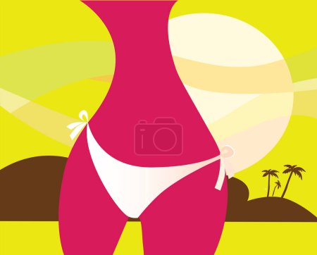 Illustration for Vector summer illustration. woman on beach - Royalty Free Image