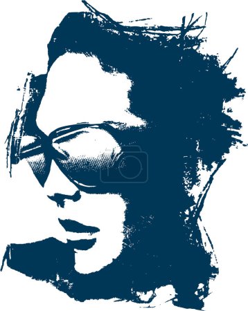 Illustration for Vector silhouette of a girl with sunglasses. - Royalty Free Image