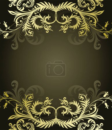 Ilustración de Ornamento de oro con elementos florales - Imagen libre de derechos