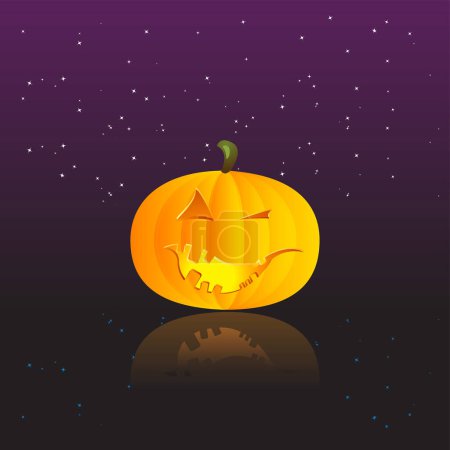 Illustration for Halloween pumpkin on a background of stars - Royalty Free Image