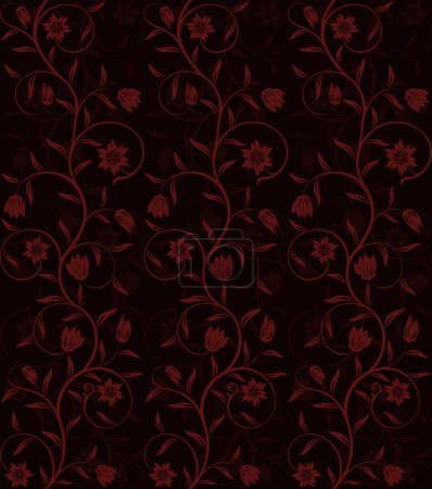 Illustration for Seamless pattern of decorative flowers on a dark background. - Royalty Free Image
