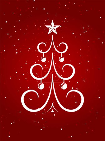 Illustration for Christmas tree with red snowflakes. vector illustration - Royalty Free Image