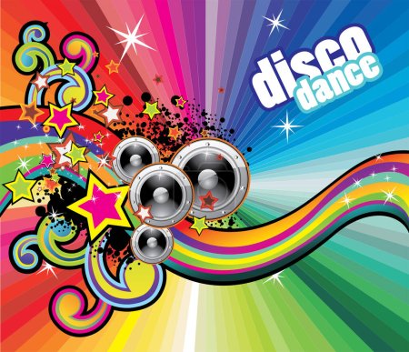 Téléchargez les illustrations : Disco partie flyer avec des éléments disco - en licence libre de droit