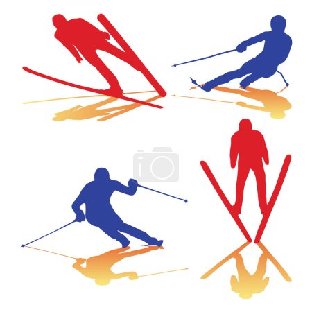 Téléchargez les illustrations : Illustration vectorielle de set de ski - en licence libre de droit