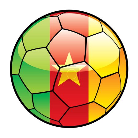 Téléchargez les illustrations : Drapeau Cameroun sur ballon de football - en licence libre de droit