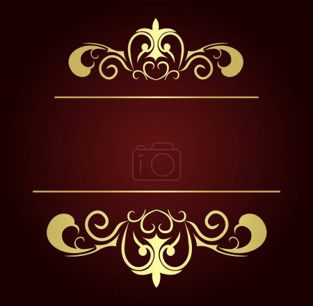 Illustration for Elegant vintage frame with gold elements. vector illustration template. for wedding invitations, hotel cards, hotel identity - Royalty Free Image