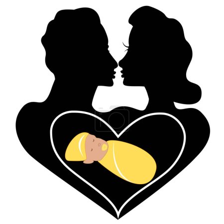 Ilustración de Vector matrimonio y amor bebé logotipo - Imagen libre de derechos