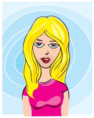 Ilustración de Dibujos animados de mujer con ojos azules - Imagen libre de derechos