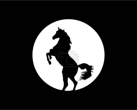 Téléchargez les illustrations : Silhouette de cheval sur fond blanc - en licence libre de droit