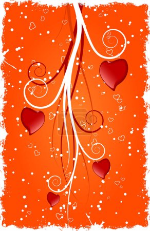 Illustration for Valentine background with red hearts - Royalty Free Image