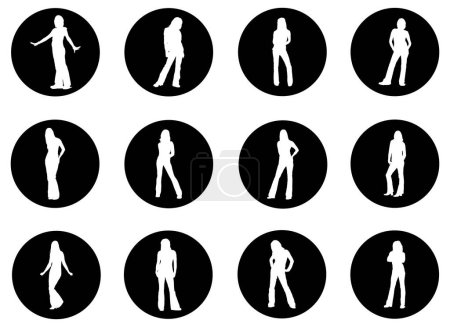 Téléchargez les illustrations : Ensemble de silhouettes de personnes icônes sur fond blanc - en licence libre de droit