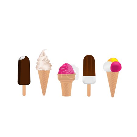 Téléchargez les illustrations : Ensemble de crème glacée sur fond blanc - en licence libre de droit