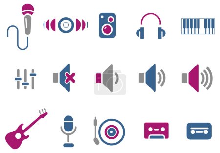 Téléchargez les illustrations : Icônes de musique set collection vectorielle - en licence libre de droit