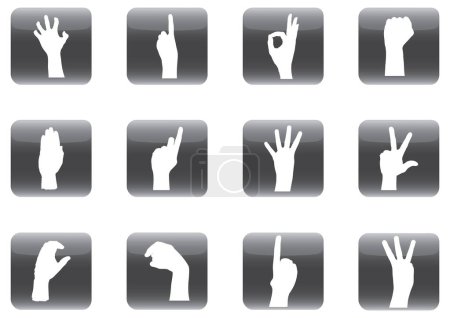 Téléchargez les illustrations : Ensemble d'icônes gestes de la main - en licence libre de droit