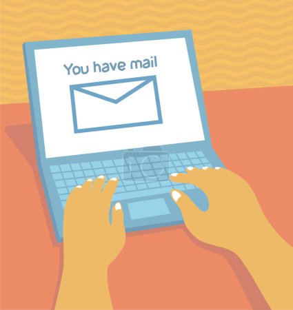 Ilustración de Mensaje de correo electrónico en el teclado del ordenador - Imagen libre de derechos