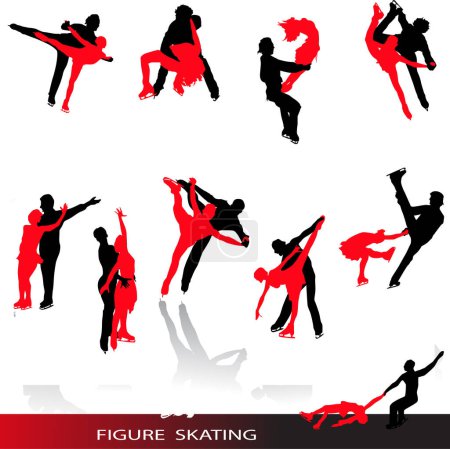 Illustration for Ice skating vector silhouettes - Royalty Free Image