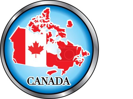 Téléchargez les illustrations : Illustration vectorielle pour le Canada, bouton rond - en licence libre de droit
