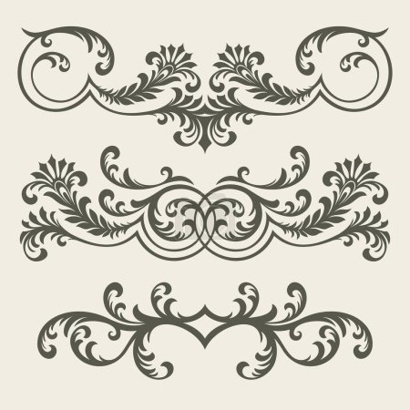 Ilustración de Conjunto de elegantes elementos de diseño caligráfico. marcos y esquinas vintage. ilustración vectorial. - Imagen libre de derechos