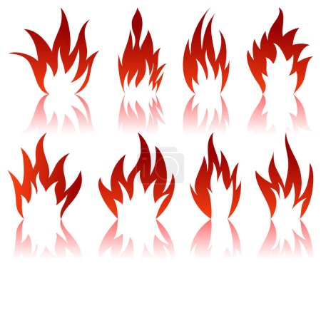 Ilustración de Llama de fuego puesta en blanco - Imagen libre de derechos
