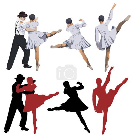 Téléchargez les illustrations : Danse couple vectoriel illustration - en licence libre de droit