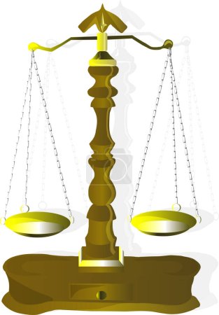 Ilustración de Escalas de oro de la justicia y un símbolo de la ley - Imagen libre de derechos