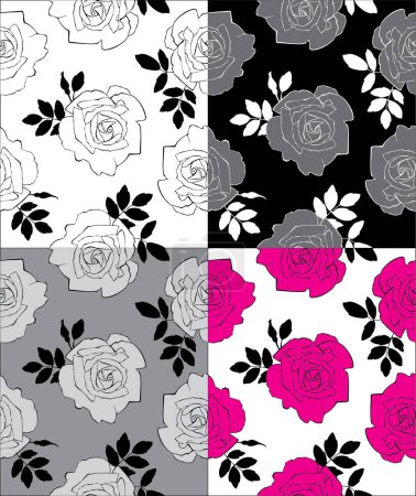 Illustration for Set of seamless patterns with flowers - Royalty Free Image