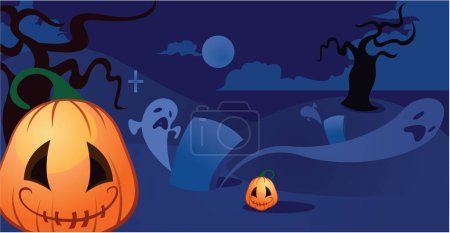 Téléchargez les illustrations : Halloween fond avec citrouille et chauves-souris - en licence libre de droit