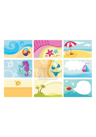 Téléchargez les illustrations : Vacances d'été ensemble icônes - en licence libre de droit
