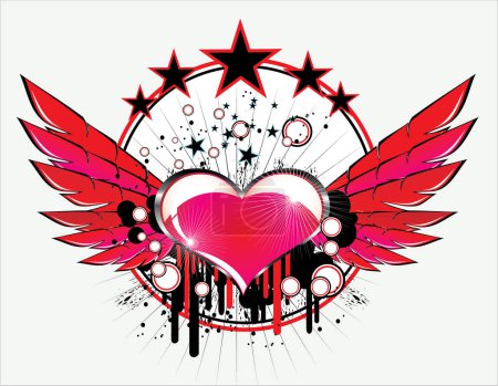 Téléchargez les illustrations : Coeur avec ailes. Illustration vectorielle
. - en licence libre de droit