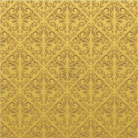 Ilustración de Vector patrón sin costuras con elementos florales dorados. - Imagen libre de derechos