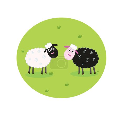 Illustration for Cute sheep cartoon. vector flat icon - Royalty Free Image