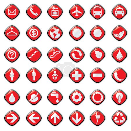 Illustration for Vector illustration of red icons set on white background - Royalty Free Image