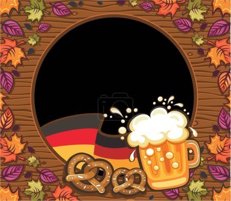 Téléchargez les illustrations : Bière oktoberfest avec bretzel et tonneau - en licence libre de droit