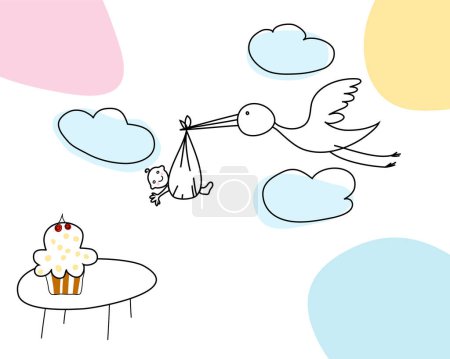 Illustration for Cute cartoon birds with balloons - Royalty Free Image