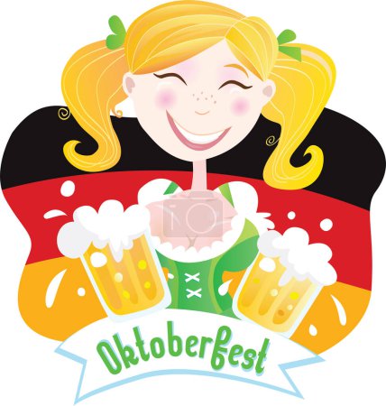 Téléchargez les illustrations : Oktoberfest femme et bière allemande - en licence libre de droit