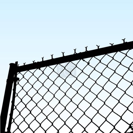 Illustration for Barbed wire fence on a blue sky - Royalty Free Image