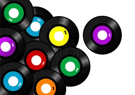 Illustration for Illustration of a colorful vinyl disc with black background. - Royalty Free Image