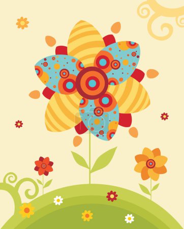 Téléchargez les illustrations : Fond floral pour l'espace de copie, bannière avec des fleurs créatives - en licence libre de droit