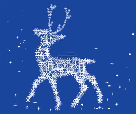 Téléchargez les illustrations : Silhouette de renne sur fond bleu - en licence libre de droit