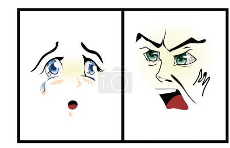 Illustration for Vector illustration of a man and a woman with a sad expression - Royalty Free Image