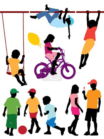 Illustration for Kids riding on the playground - Royalty Free Image