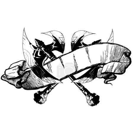 Ilustración de Ilustración vectorial. la imagen de un vikingo vikingo con una espada. el vikingo vikingo con una espada en forma de escudo. guerrero vikingo - Imagen libre de derechos
